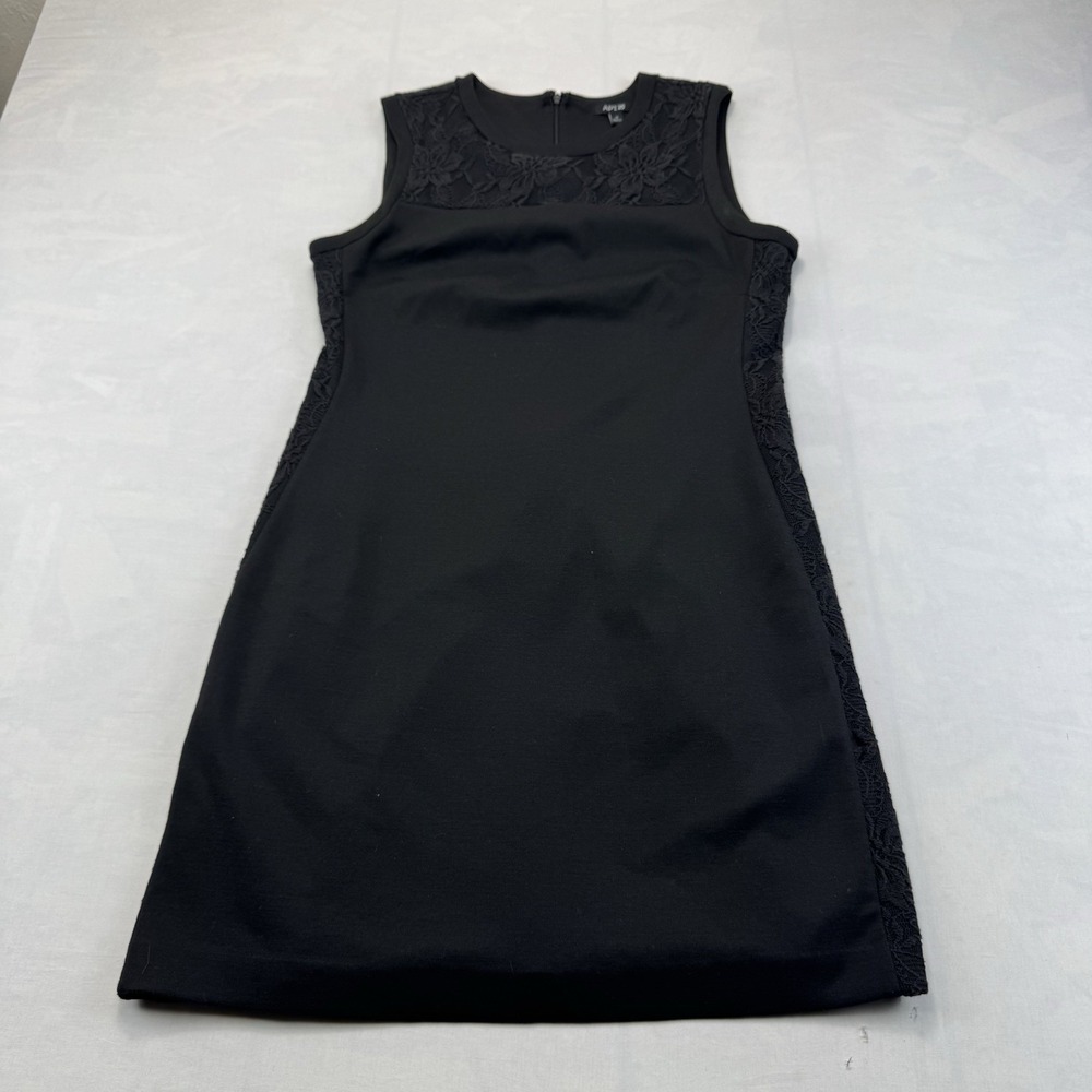 Apt 9 M Black Sleeveless Sheath Dress Lace Yoke Side Panels
